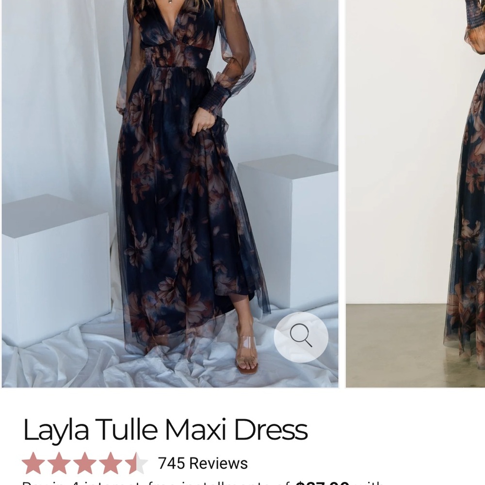 Baltic Born Sheer Floral Maxi Dress - Navy and Brown